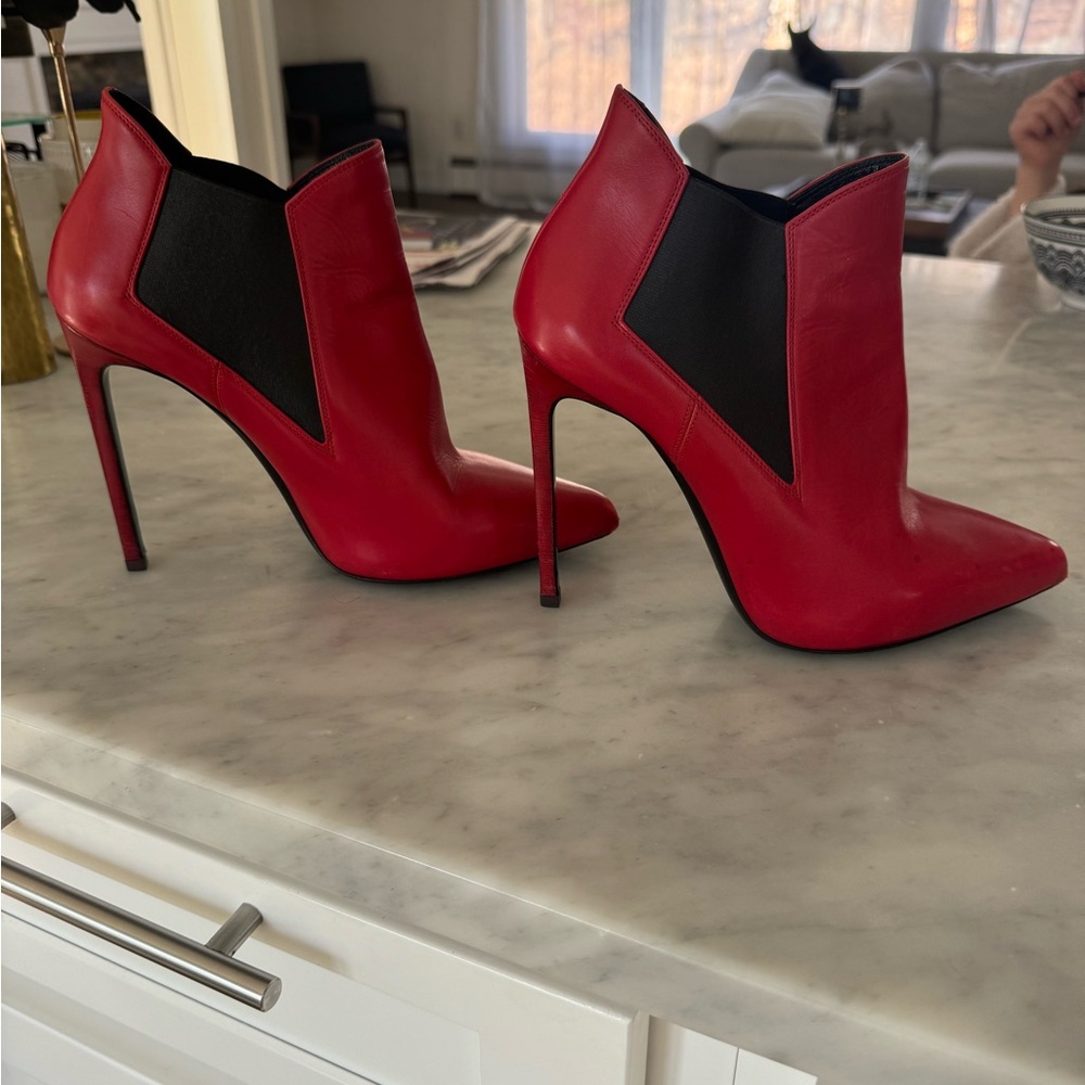 Saint Laurent red booties